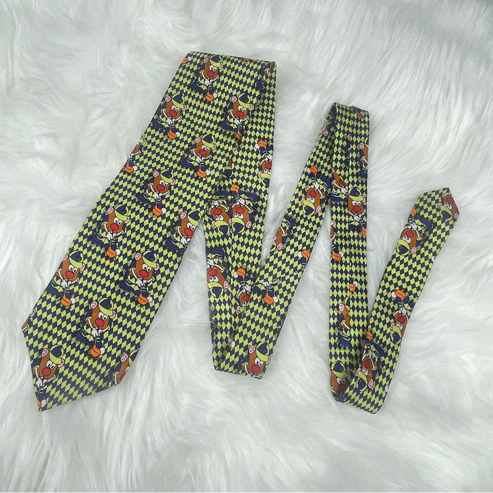 🔥Vintage 100% Silk Mr. Potato Head RM Style 1997 Blue Yellow Men’s Neck Tie